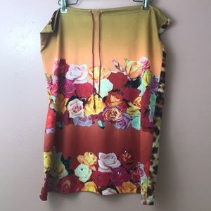 Floral and cheetah print skirt